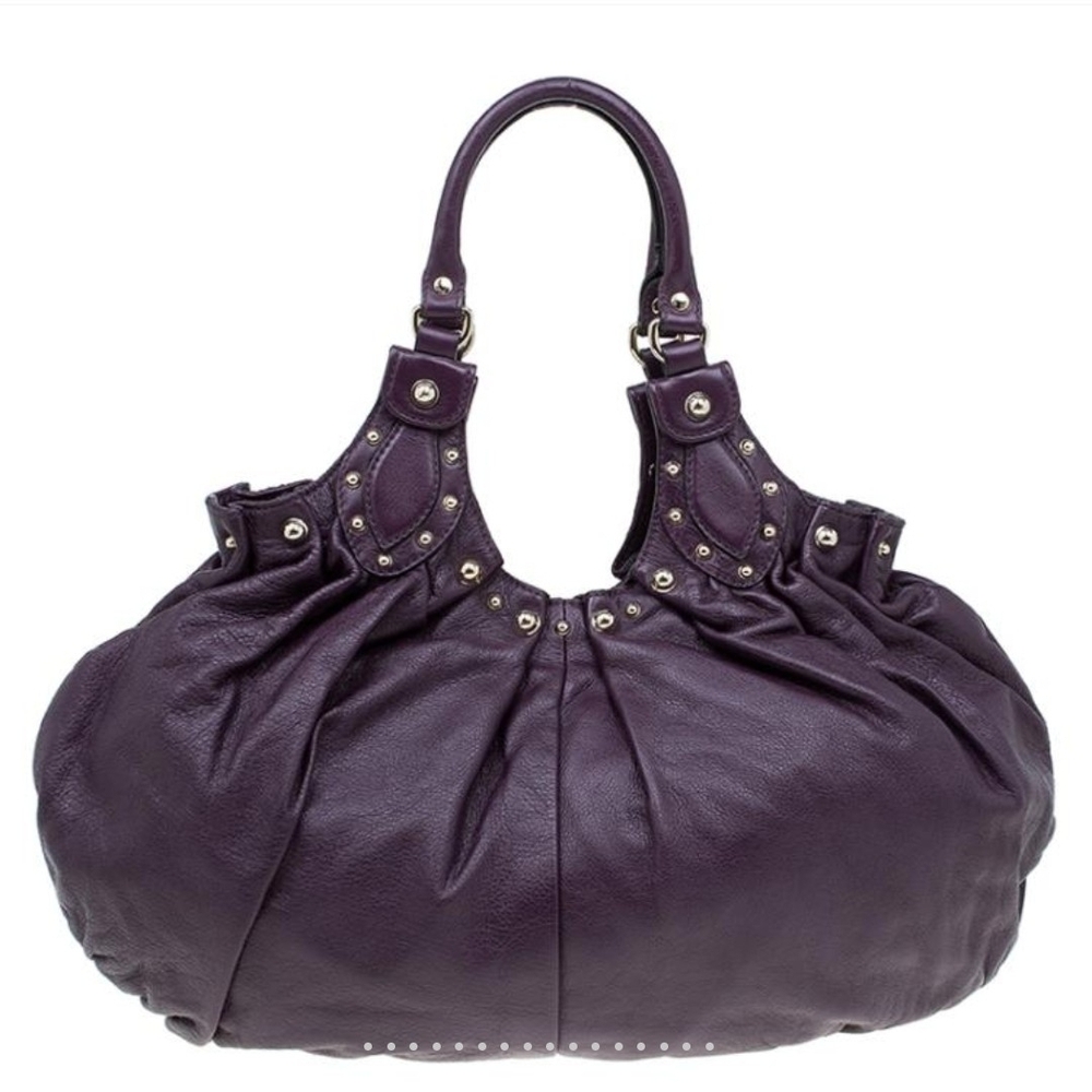 Gucci Deep Purple Leather Studded Hobo Bag